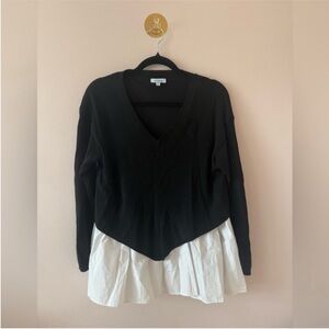 Cocobleu Black Vneck Sweater with white layer size S